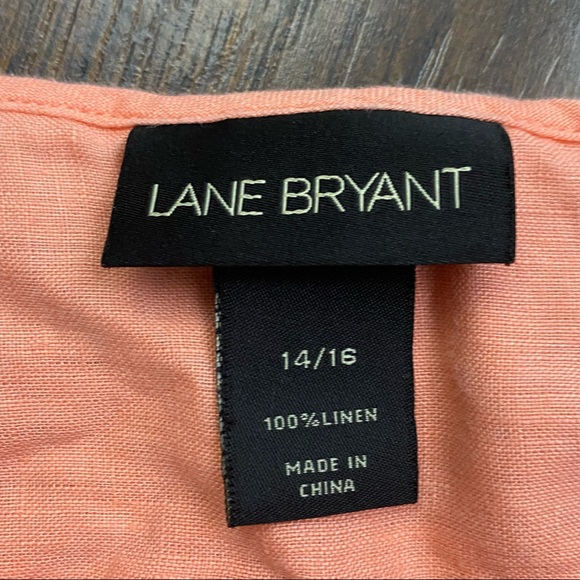 Lane Bryant 100% Linen  Blouse 14 16 peach short sleeve - Picture 5 of 5